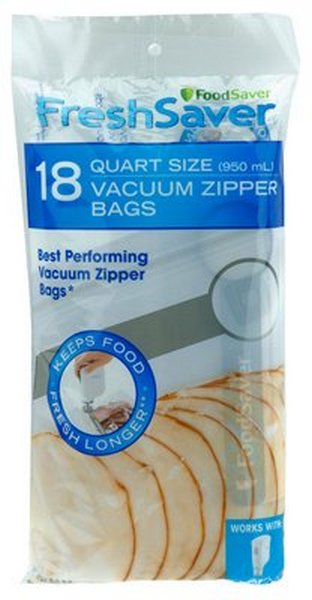 FSFRBZ0216 - FoodSaver, Vacuum Zipper Quart Bags, 18 Count / ถุงสุญญากาศซิปล๊อคฟู้ดเซฟเวอร์18ชิ้น