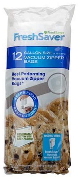 FSFRBZ0316 - FoodSaver, Vacuum Zipper Gallon Bags, 12 Count / ถุงสุญญากาศซิปล๊อคฟู้ดเซฟเวอร์12ชิ้น