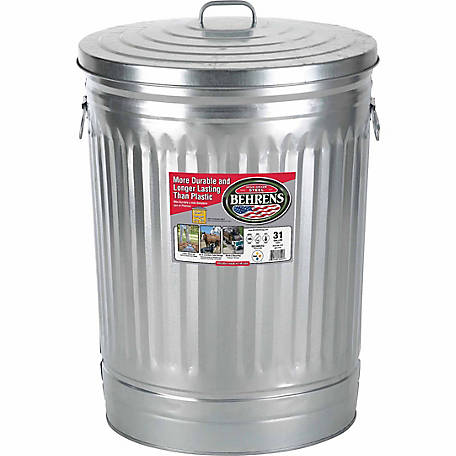 Behrens, 31 Gallon, Galvanized Steel Trash Can