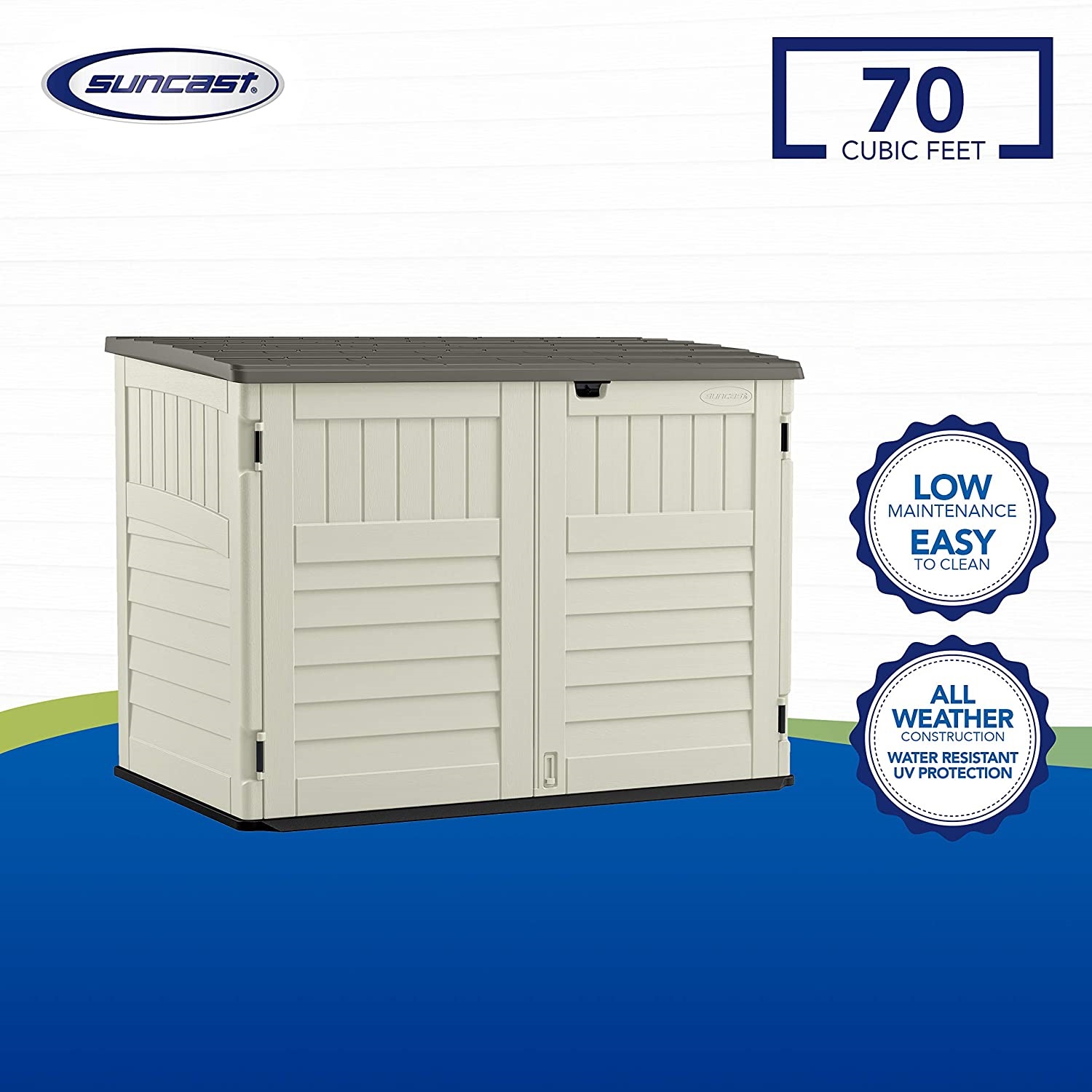 Suncast, 70 CUFT, Blow Molded Storage/Garbage Can Shed