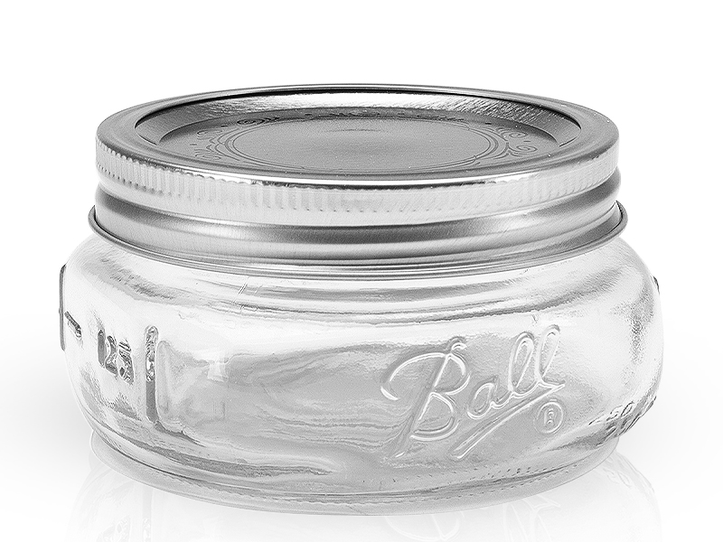 61162 - Ball, 8oz. Collection Elite W/M Half Pint Jars. / ขวดโหลแก้วบอลล์ปากกว้างรุ่นอีลิท8ออนซ์