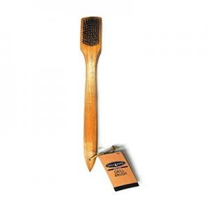 188057 - Grill Zone, 18", Brown, Stained Wood BBQ Brush / แปรงขัดขนสเตนเลสด้ามไม้