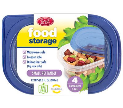 248998, Home Select,  4CT 1.2C Food Container, ชุดกล่องอาหารทรงเหลี่ยมโฮมซีเล็ค1.2C