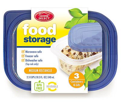 248707, Home Select,  3CT 2.3C Food Container, ชุดกล่องอาหารทรงเหลี่ยมโฮมซีเล็ค2.3C