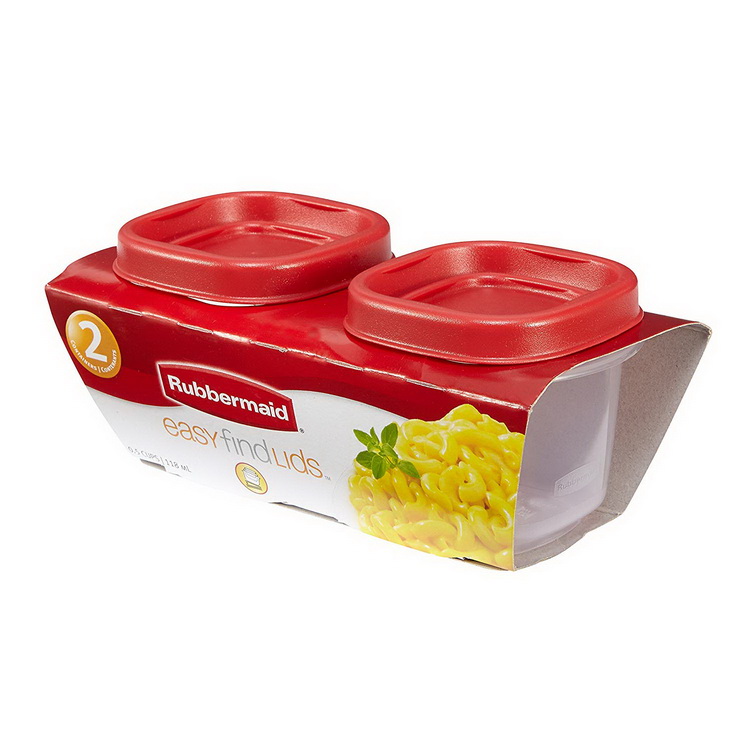 832313, Rubbermaid, 2Pc, 1/2 Cup, Square, ชุดถ้วยอาหารรับเบอร์เมด 1/2ถ้วยตวง