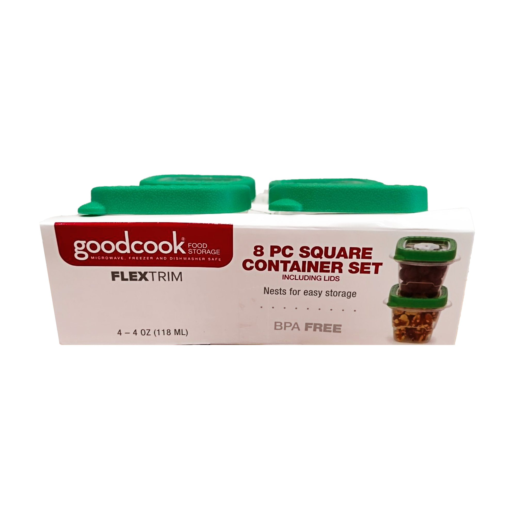 GoodCook Flex Trim Air Tight Seal Food Storage Container 4PK 1/2 cup