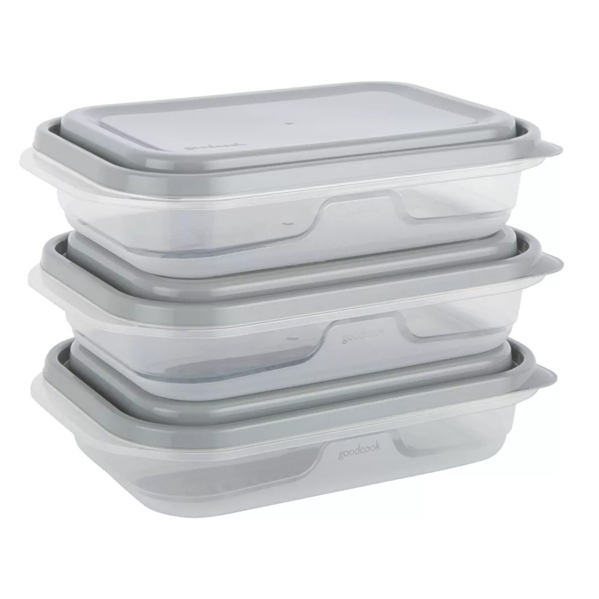 108400 GoodCook 4-Cup Food Container Medium Rectangle 3PC Set