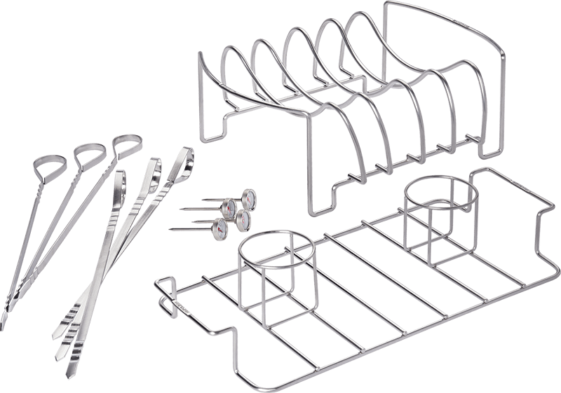 90001, Napoleon, Starter Kit Meat 6 Skewers& 4 Thermometers,  ชุดอุปกรณ์ย่างบาร์บีคิวสเตนเลสนโปเลียน