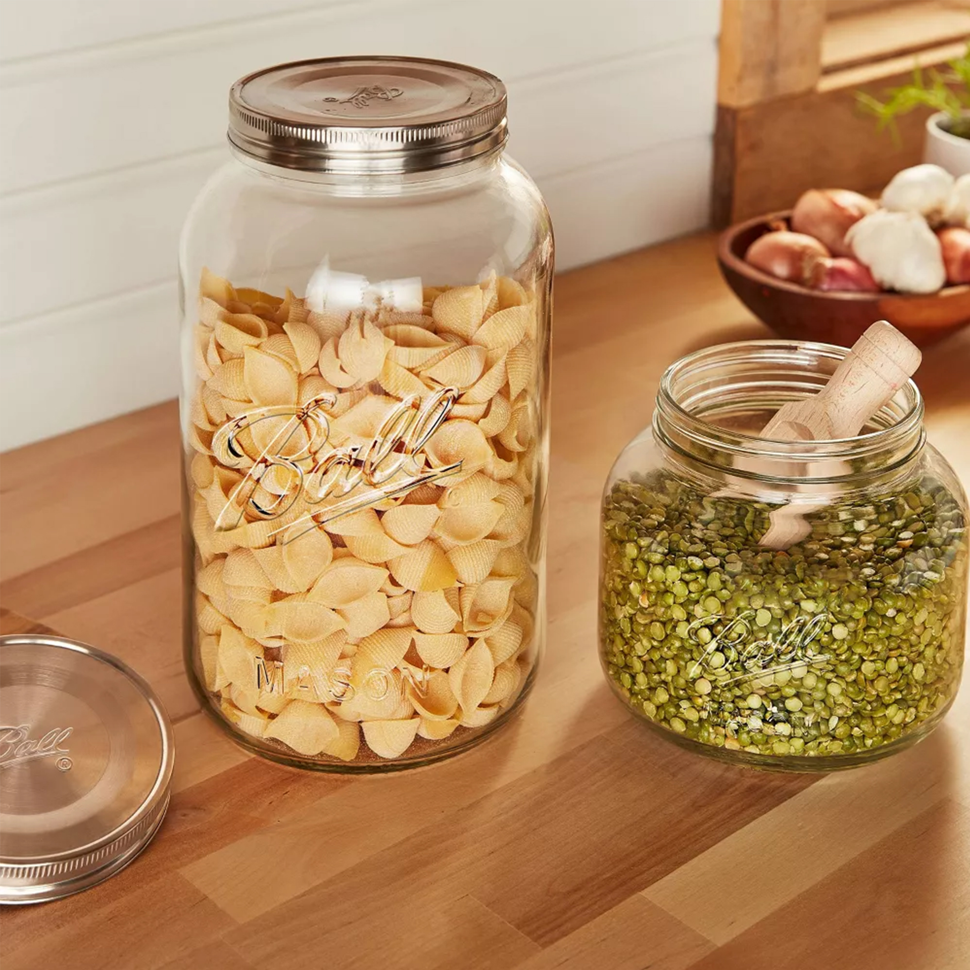 123678 Ball 1gal Glass Storage Jar Clear ขวดโหลแก้วบอลล์รุ่นฝาสแตนเลสเลส 128 ออนซ์