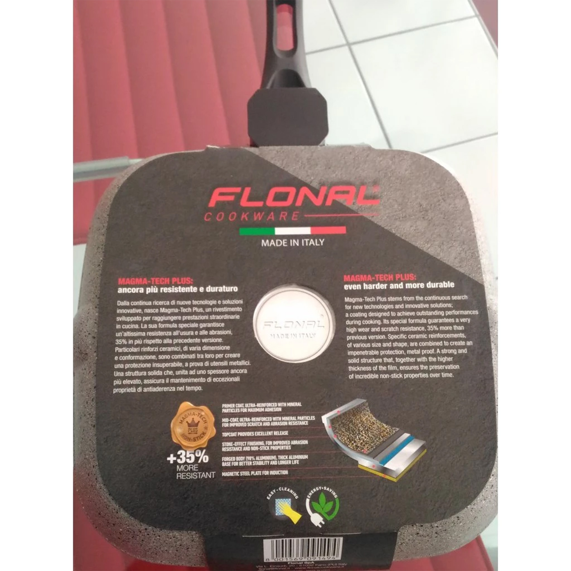 Flonal กระทะย่าง Grill pan 28 CM - Dura Induction/FN-GP28-DU กระทะย่าง กระทะเคลือบจากอิตาลี ของแท้ ITALY Flonal กระทะย่าง Grill pan 28 CM - Dura Induction/FN-GP28-DU กระทะย่าง กระทะเคลือบจากอิตาลี ของแท้ ITALY