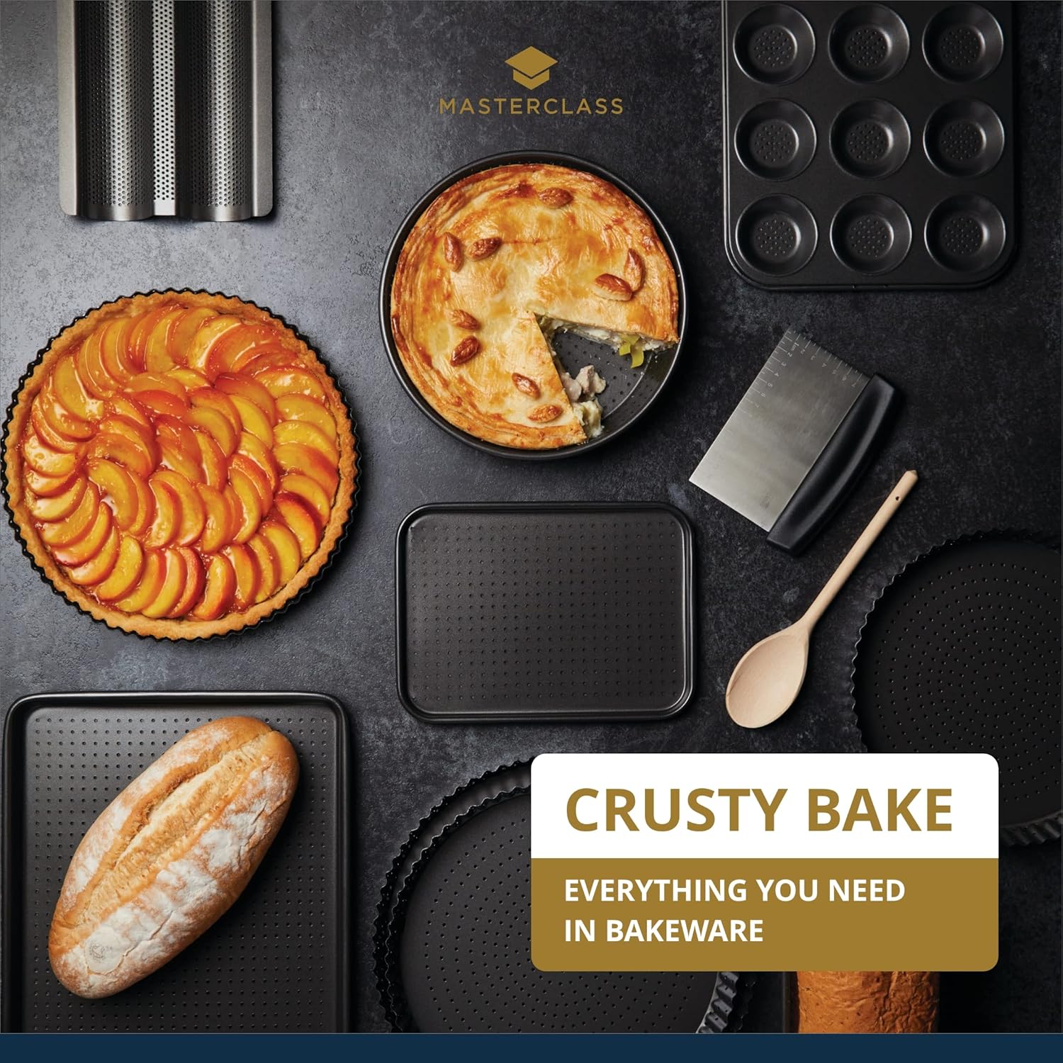 519139 MC Crusty Bake Non-Stick Shallow Baking Pan, Twelve Hole, 32x24cm, Sleeved พิมพ์อบมัฟฟิน 12 หลุม 32x24 cm 519139 MC Crusty Bake Non-Stick Shallow Baking Pan, Twelve Hole, 32x24cm, Sleeved พิมพ์อบมัฟฟิน 12 หลุม 32x24 cm