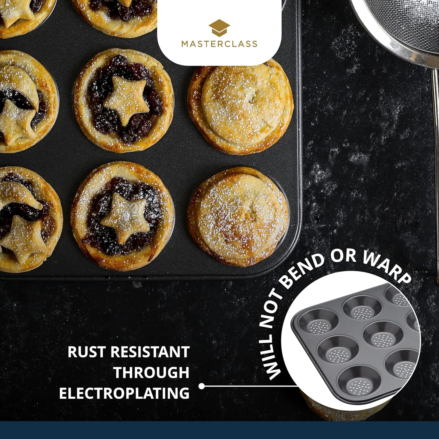 519139 MC Crusty Bake Non-Stick Shallow Baking Pan, Twelve Hole, 32x24cm, Sleeved พิมพ์อบมัฟฟิน 12 หลุม 32x24 cm 519139 MC Crusty Bake Non-Stick Shallow Baking Pan, Twelve Hole, 32x24cm, Sleeved พิมพ์อบมัฟฟิน 12 หลุม 32x24 cm