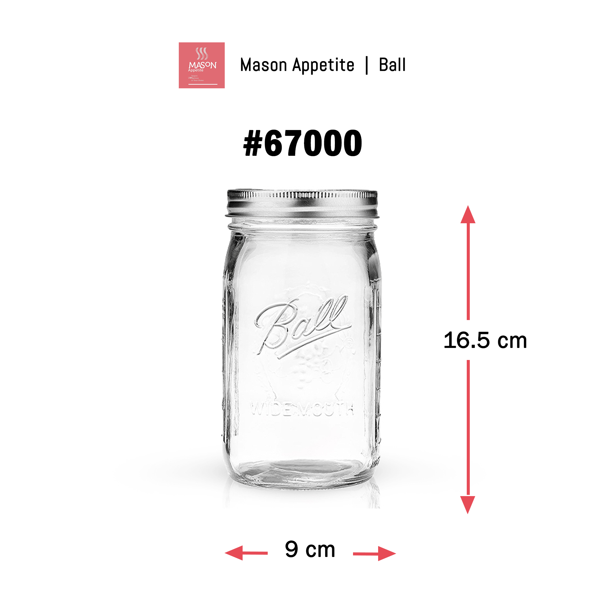 Gift idea 67000 SET 4 Ball Mason Jar Wide Mouth Quart Jar 32 oz ขวดโหลแก้ว ถนอมอาหาร บอลล์ ปากกว้าง 32 ออนซ์ ฝาเกลียว 2